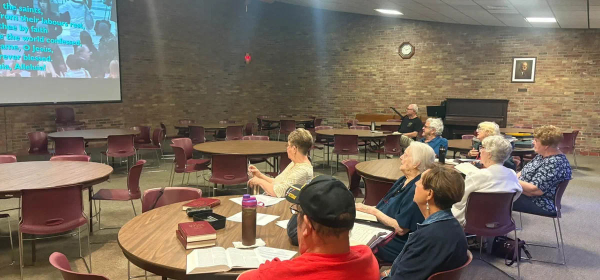 Members gathered for Bible study at St. Paul